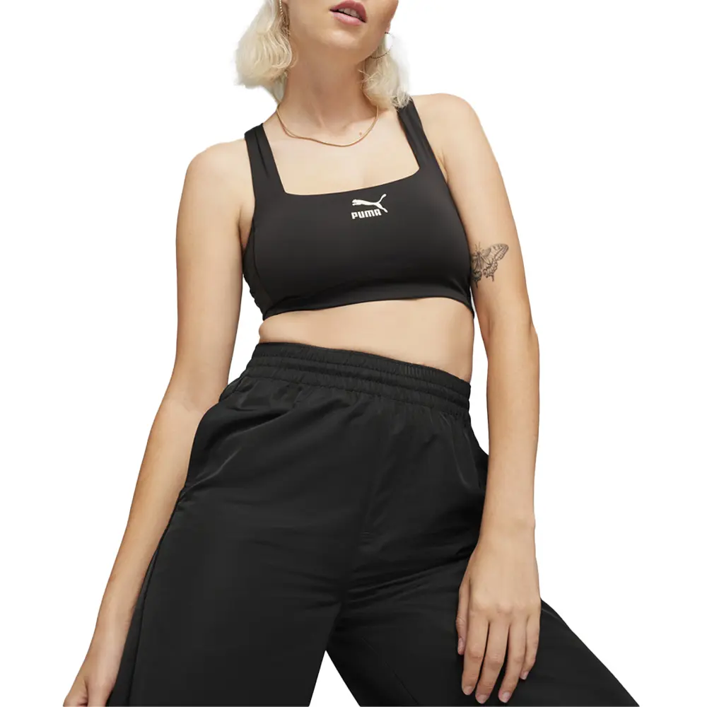 PUMA Womens T7 Cropped Logo Scoop Neck Tank  Casual - Black