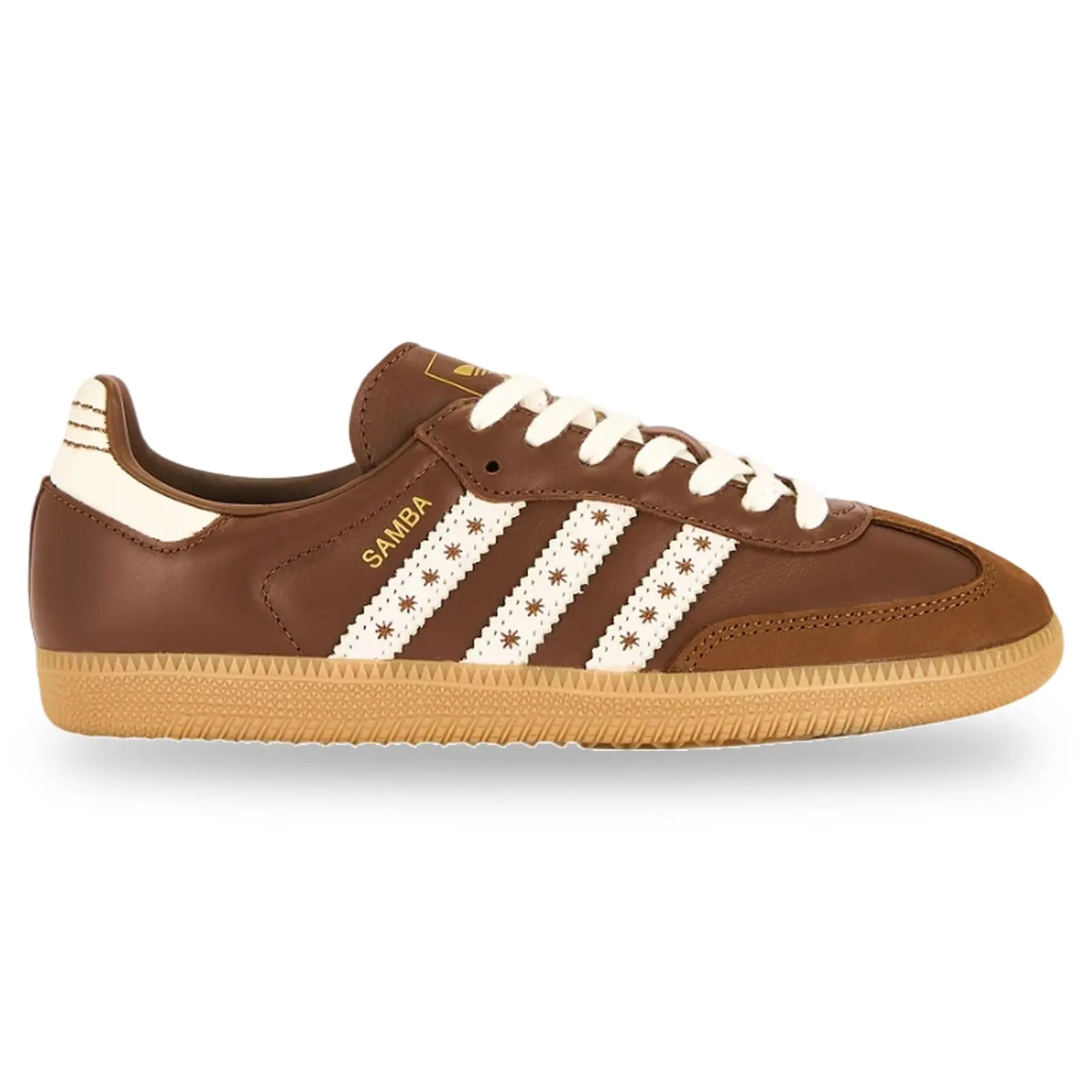 Adidas Samba OG Preloved Brown Stars Women's Comfortable Leather Sneaker with Star Pattern - 100% Authenticity Guaranteed, Stripes, Us W 5, Closed Toe, Walking Shoes, Sports Shoes, Trainer, Casual, Ready To Ship