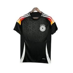 Black Color Germany ss2425 Away Soccer Tee, Germany Away Edition With Short Sleeve and Breathable fabric