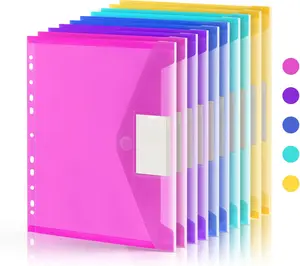 10 Pack File Folders – 11 Hole Ring Binder Plastic Envelopes with Pockets for Letter & A4 Documents