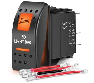 Nilight UTV LED Light Bar Rocker Switch On Off 5 PIN SPST Lights Switches w/Orange Backlit 12V 24V Toggle Compatible for Polaris RZR Can-Am ATVs UTVs Cars Trucks RVs