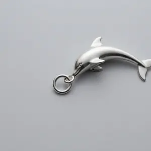 925 Sterling Silver Minimalist Dolphin Pendant, Authentic Hallmarked, Detailed, Hypoallergenic, Unisex Wear Fashion Charm Accessory