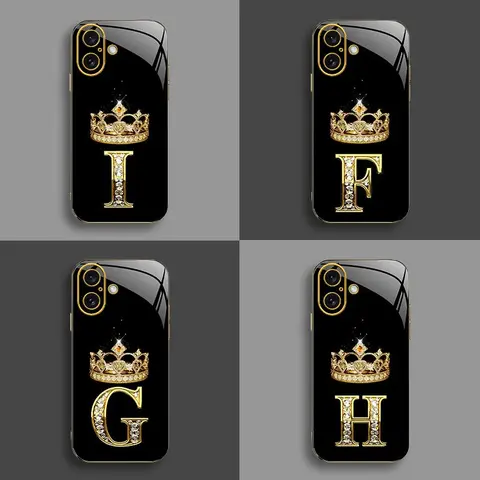 iPhone 16 Smartphone Case, High-End Crown Electroplated Gold Edge Handheld Cellphone Cover, Business Simple Style, Explosion-Proof Protection, Anti-Fall, Anti-Fingerprint, Affordable Devices Accessory-888