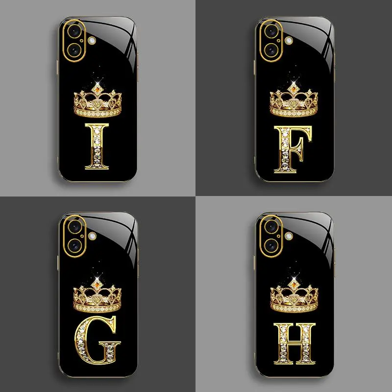 iPhone 16 Smartphone Case, High-End Crown Electroplated Gold Edge Handheld Cellphone Cover, Business Simple Style, Explosion-Proof Protection, Anti-Fall, Anti-Fingerprint, Affordable Devices Accessory-888