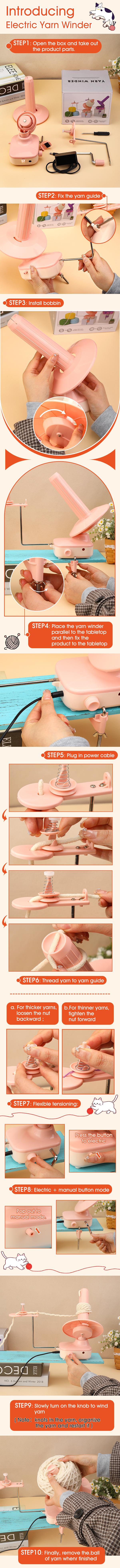 Electric Yarn Winder, high-capacity electric Yarn winder, featuring powerful tension control and  speed adjustment; this automatic Yarn winder makes an excellent gift for knitting lover.