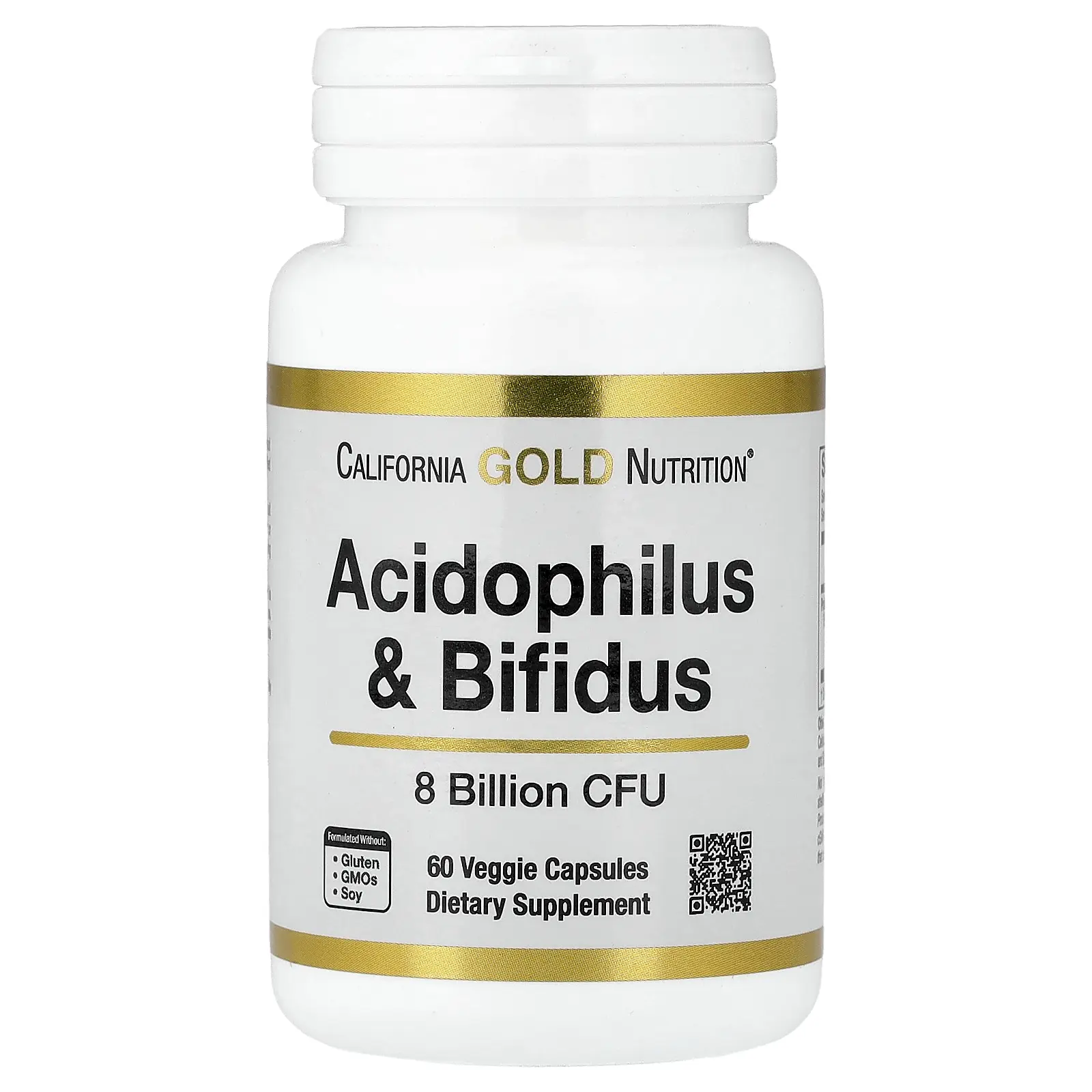 California Gold Nutrition Acidophilus and Bifidus, Probiotic Blend with Lactobacillus acidophilus, Bifidobacterium lactis, and Bifidobacterium longum, 60 Veggie Capsules