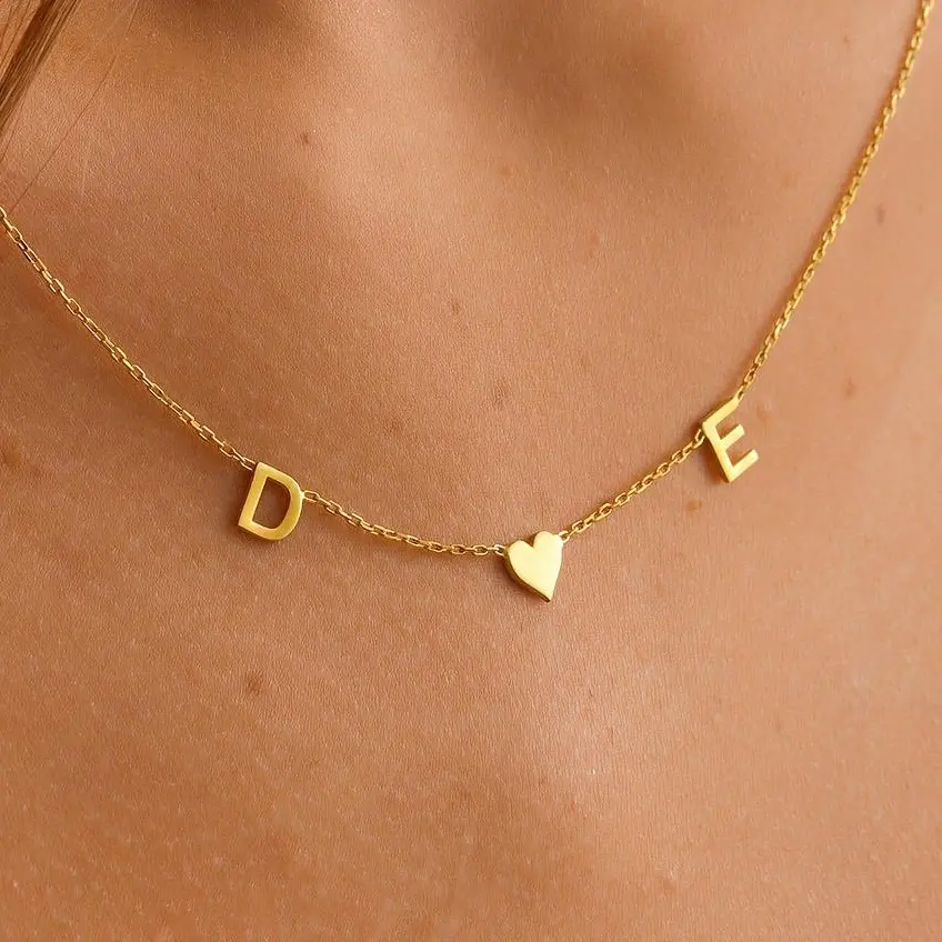 Multiple Initial Necklace, Couple Initial Pendant, Letter Customized Pendant, Initial Personalized Necklace, Letter Wedding Necklace, Initial Symbol Necklace, Letter Heart Necklace, Letter Romantic Necklace, Initial Valentines Necklace