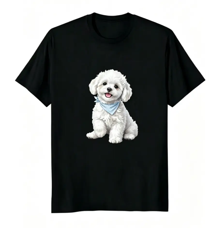 Bichon Frise Print Casual Spring/Summer T-shirt | Machine Washable, Stylish Base Layer, Suitable for Holidays and Special Occasions, Fashionable and Versatile, Comfortable Fabric, Seasonal Clothing, Durable Shirt