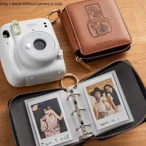 Pocket retro polaroid photo album zipper bag can hold 25 3-inch photos, which is suitable for polaroid MINI photo travel loose-leaf photo storage bag.