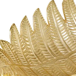 Set of 2 Leaf Gold Aluminum Metal Living Room Decor Tray