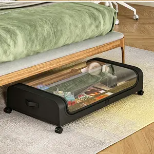 UDEAR Under-Bed Storage Bin with Wheels and a Clear Lid, for Storing Clothes, Blankets, and Shoes