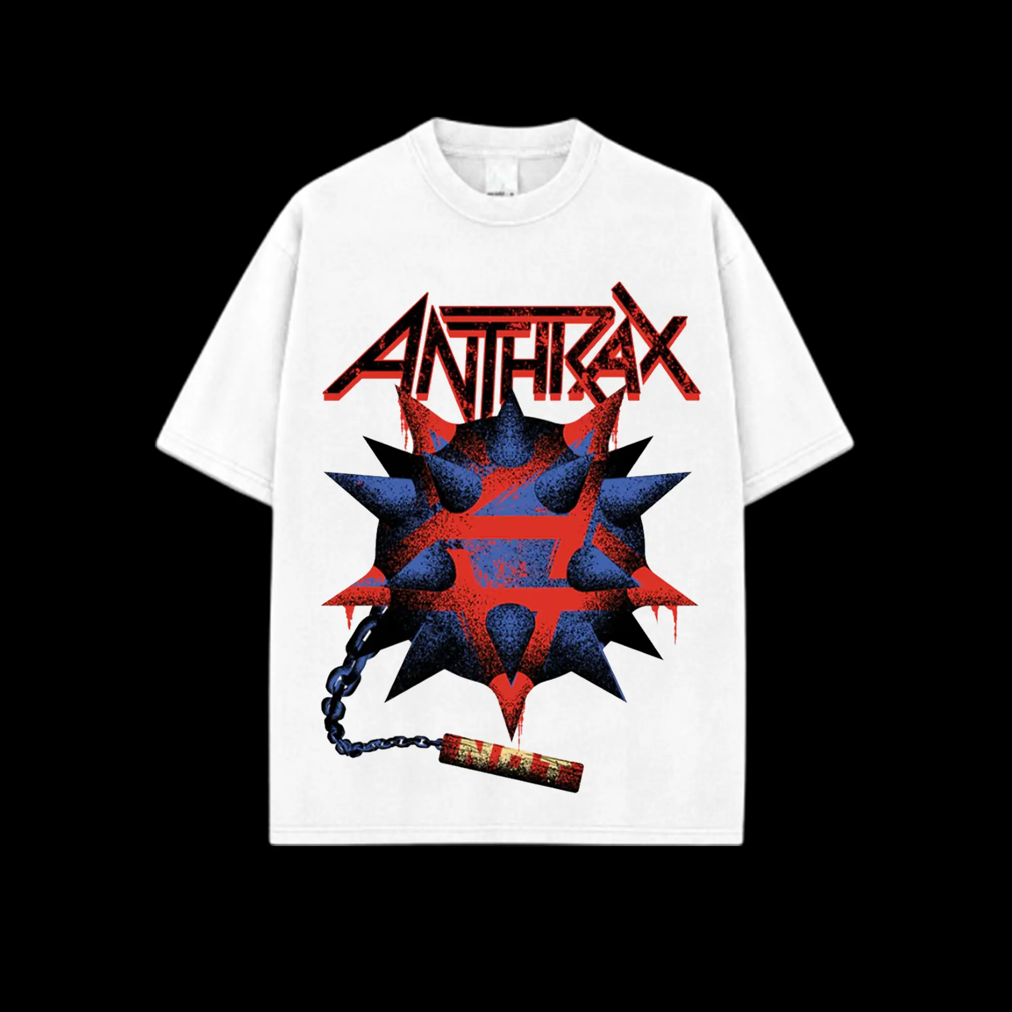 [MetalStyle] Anthrax Pentathrax Mace  Retro Unisex 100% Heavyweight Cotton T-Shirt – Anthrax World Tour Rock Thrash Metal Cotton Tee, Heavy Metal Rock Band Shirt, Oversized Vintage Tee, Heavy Metal Merch, Gift for Rock Fans