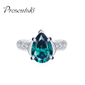 Presentski  Snake's head 4 CT  Pear shape synthetic Moissanite Ring with Sterling silver 925