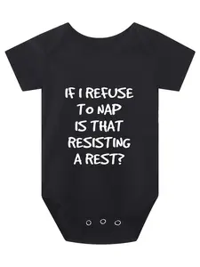 No Nap Needed Soft Triangle Crawler Bodysuit, Summer Short-Sleeved Baby One-Piece, Ideal Gift for Expecting Mothers "IF I REFUSE To NAP"