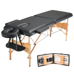 VEVOR Portable Massage Table 24 W, 2 Folding Lightweight Massage Table, 8-Level Height Adjustable Salon Tattoo Bed, Spa Table with Headrest, Armrests, Hand Pallet Carrying Bag, 600LBS