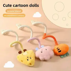 New cat toy chewing rope, cat teaser wand, self-entertaining doll with catnip, teething toy for kittens, pet toy supplies dog car harness seatbelt quirky gift notangled sympathy training collars breathable mesh cat harness LED Light Up Dog Safety Collar