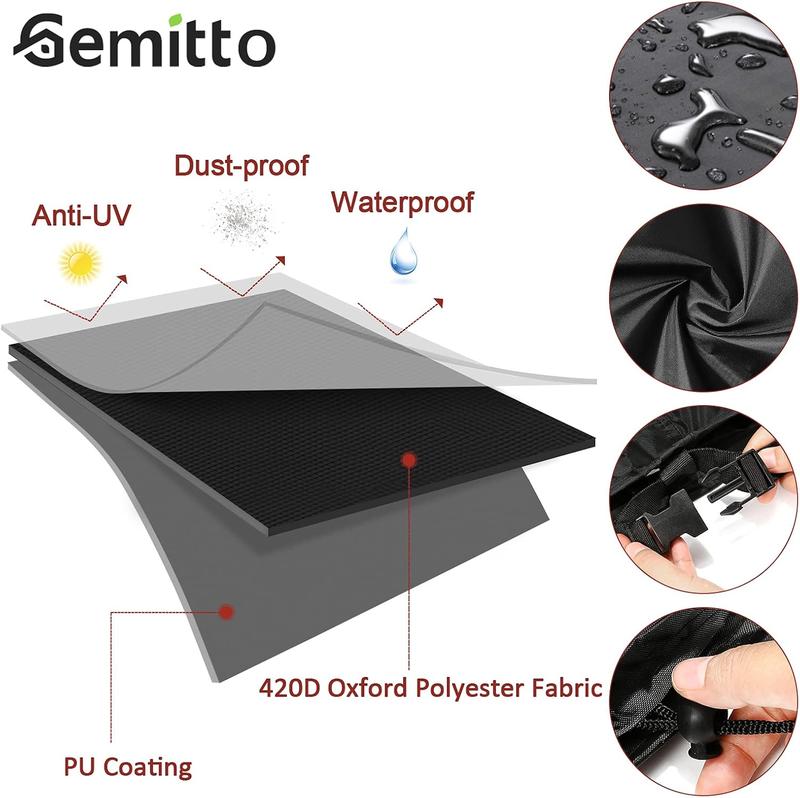 GEMITTO Pool Table Cover, Billiard Table Covers with Handles Buckles Drawstring — Indoor Outdoor Pool Table Cover Waterproof for 7/8/9 FT Pool Table Snooker Billiard Table (102 x 53 x 32 in - Black)
