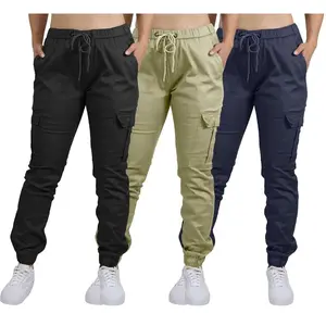 3-Pack Women's Cotton Flex Stretch Cargo Hiking Combat Quick Dry Jogger Pants (Sizes, S-2XL)3WpU