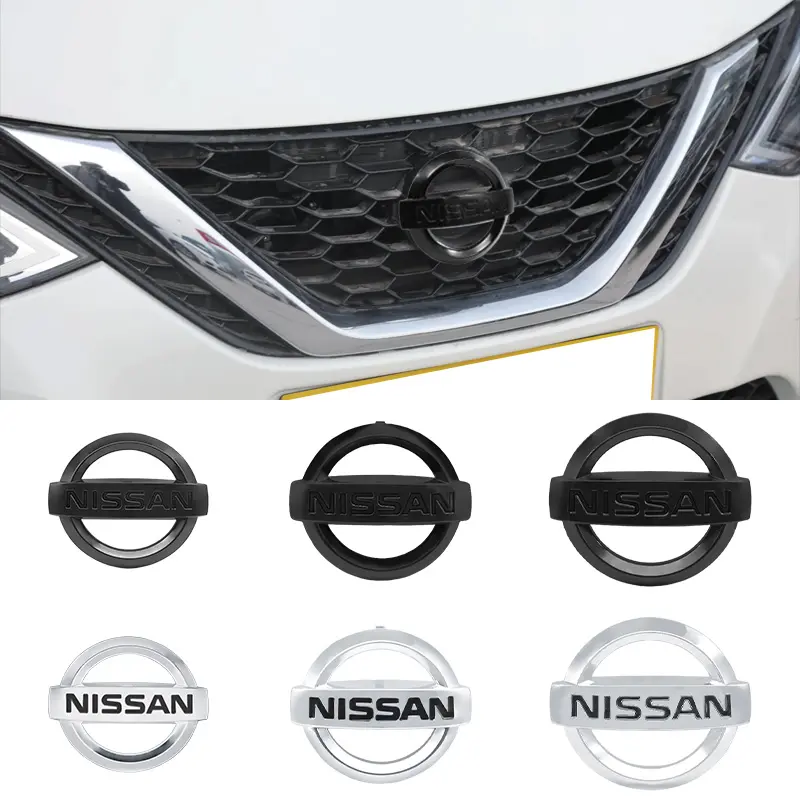 ABS Car Front Emblem Rear Trunk Badge Sticker Car Decals for Nissan Qashaqai Sylphy X-trail Note Elgrand Leaf Juke Exterior Accessories