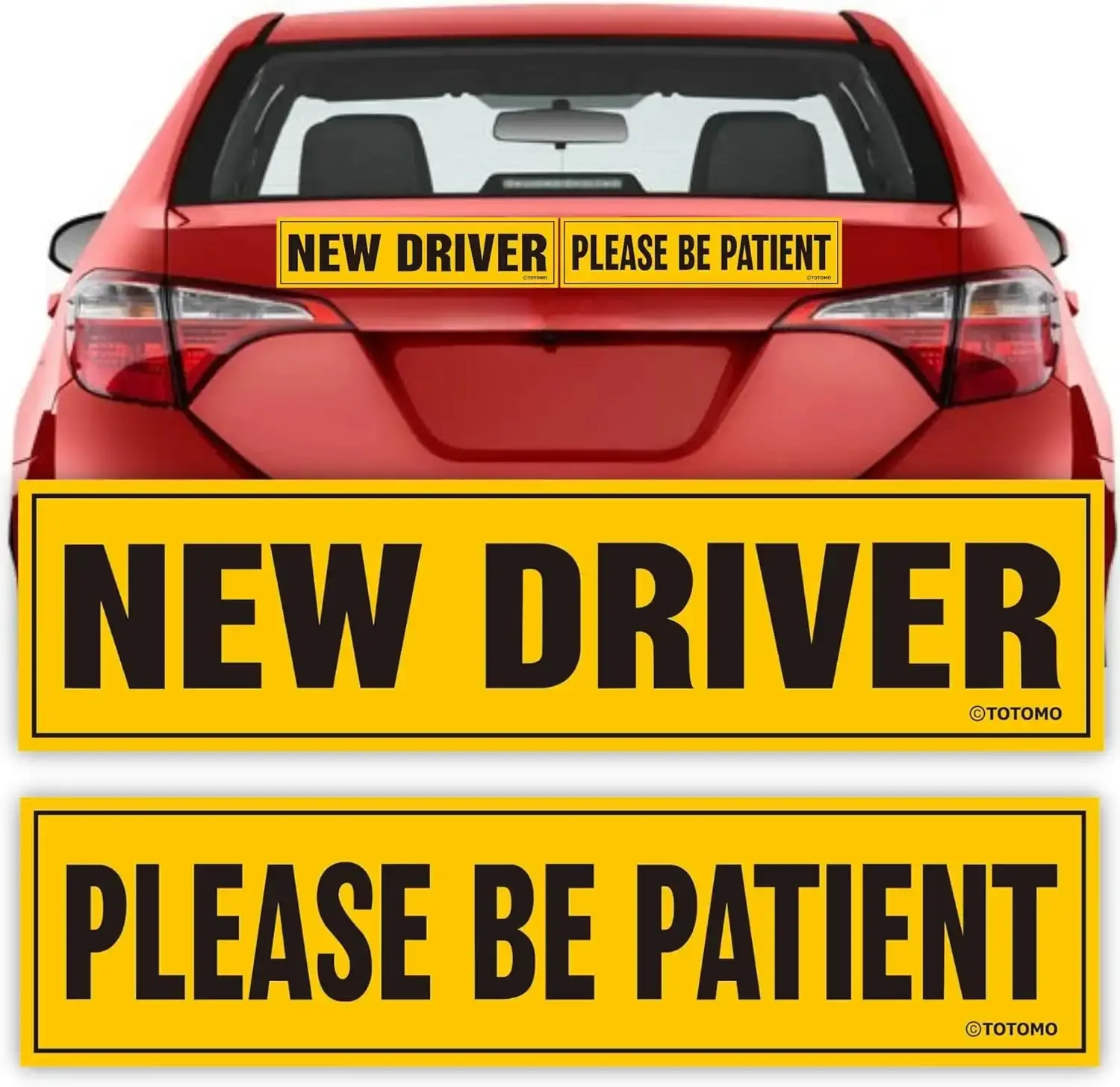New Driver Magnet for Car Sign – 2-Pack (New Driver & Please Be Patient) – Large 12" x 3" x 0.1" Reflective Magnets for Student or Rookie Learner Drivers – Removable & Reusable