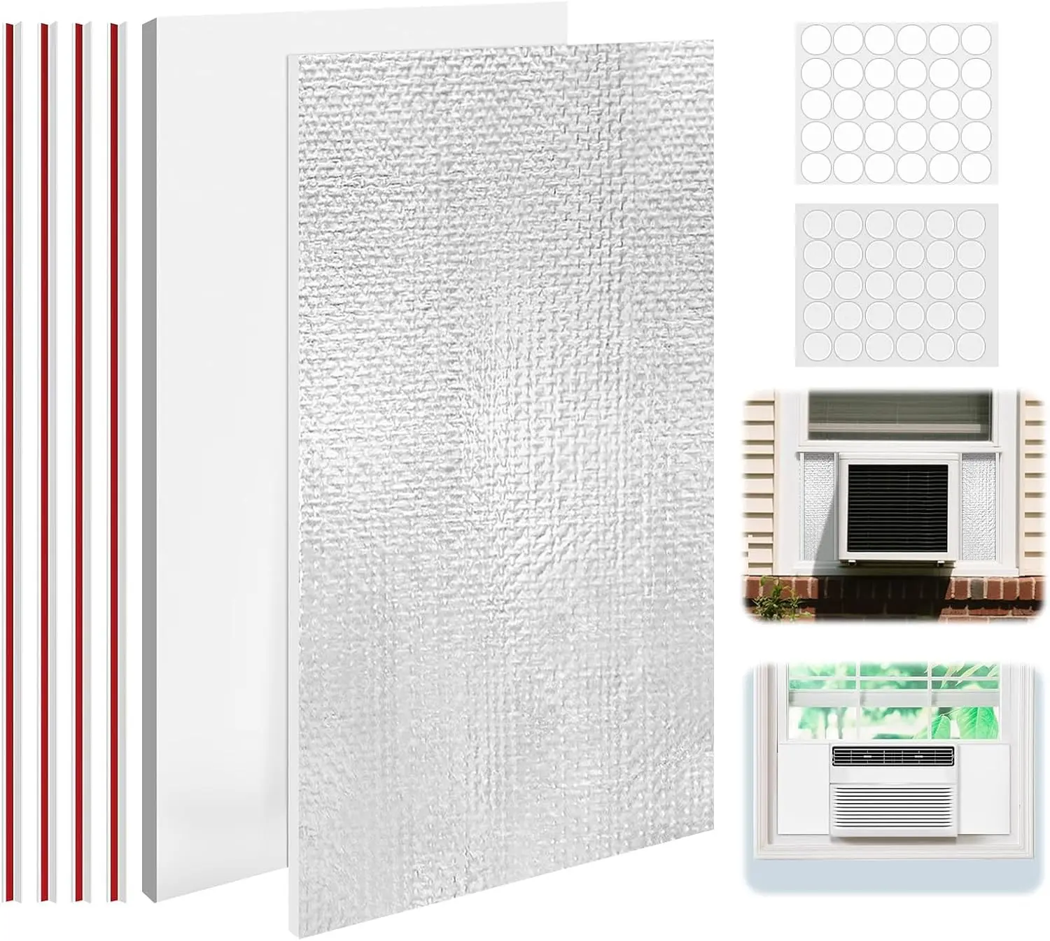 Window Air Conditioner Insulated Foam Panels, AC Window Seal Kit for Winter Summer, Foam Block Prevents Cold and Hot Air Leakage