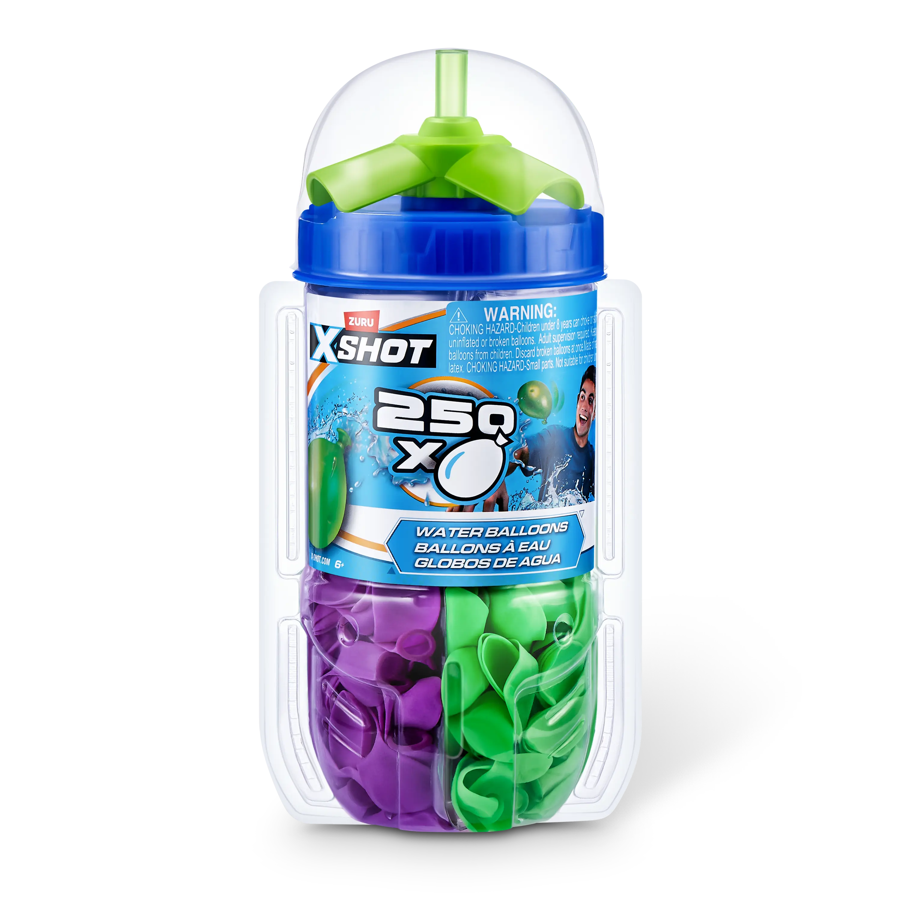 XSHOT Water Warfare 250 Count Pack Water Balloons with Easy Refill Connector, Rubber Plastic