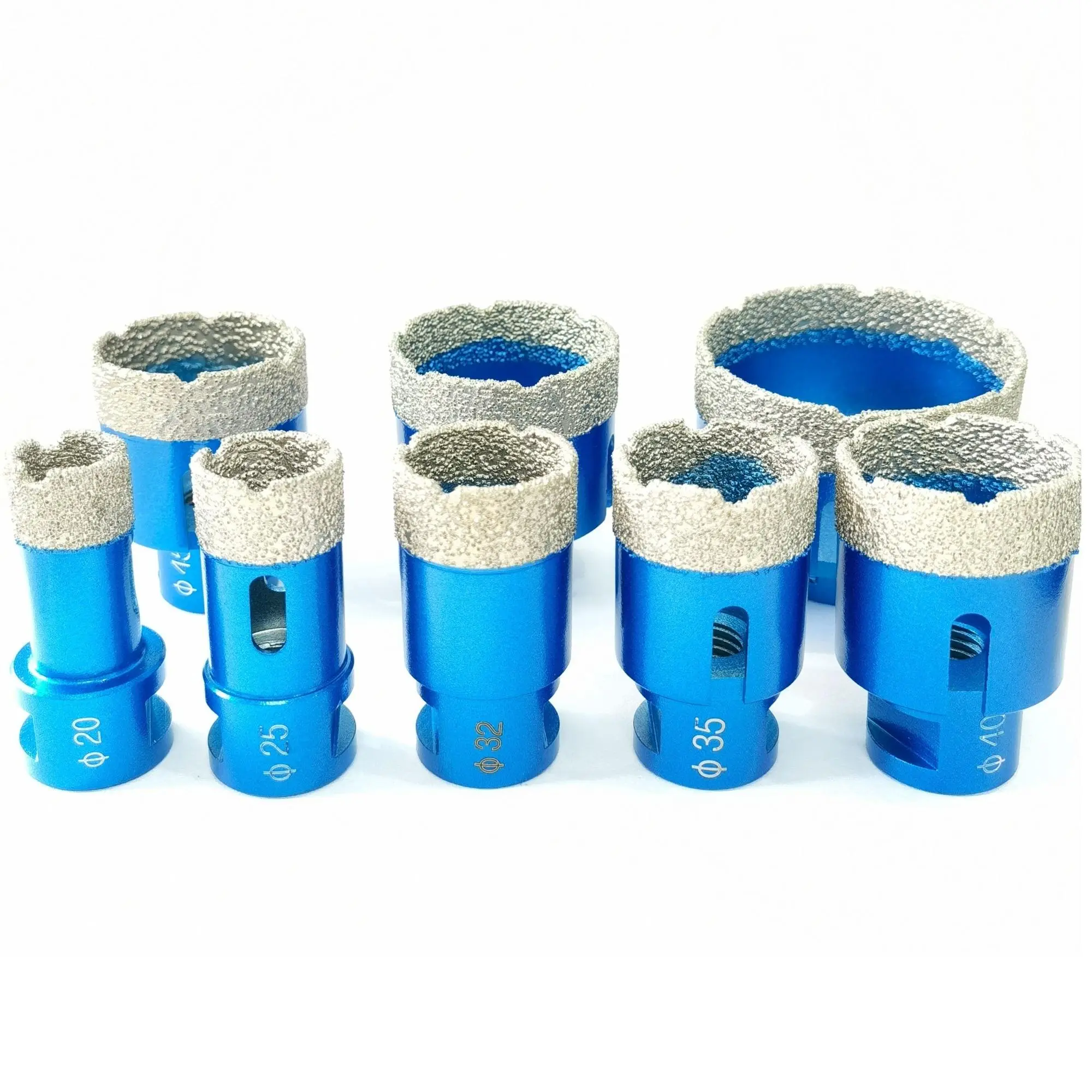 1pc/8pcs Blue M14 Thread Diamond Drill Bit Set, Durable Vacuum Brazed Coating, Wet/dry Use, Ideal for Ceramic Glass Marble Tile, Concrete Drill Bit, Masonry Drill Bit, Ceramic Drill Bits