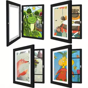 4-Pack Art Photo Frame 8.5x11 Inch Artwork Flip Photo Frame Replaceable for Picture Display, School Painting Project Storage, Horizontal and Vertical Wall Hanging Decoration, Front Opening White and Black