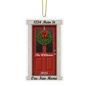 Personalized New Home 2025 Acrylic Ornament, Custom Name First Christmas in New Home 2D Flat Address Keepsake Gift Hanging Tree Decoration