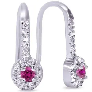 1/3ct Pink Sapphire & Diamond Drop Earrings 14K White Gold