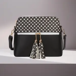 Keffiyeh Pattern Cross Body Bag Black