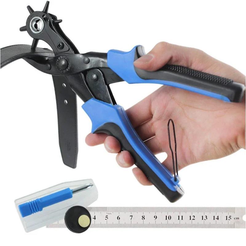 Fix It In 5:Professional Heavy Duty Leather Hole Punch Hand Pliers Leather Hole Punch Set for Belts, Watch Bands, Straps or Craft Project Repair Kit