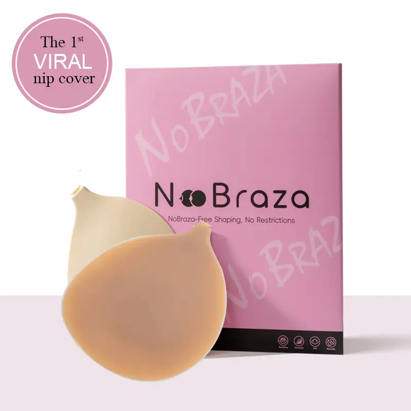 NoBraza Silicone Adhesive Lift Bra Ultimate Must-Have! No-Sew Reusable Nipple Covers Perfect for strapless dresses, parties, weddings, girls' night