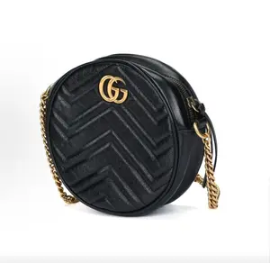 Pre-owned GUCCI GG Marmont Mini Round Shoulder Crossbody Bag