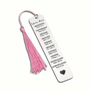 Stainless Steel Bookmark, 1 Count Creative Tassel Design Bookmark, Inspirational Christian Bookmark, Gift for Book Lovers, Religious Church Gift