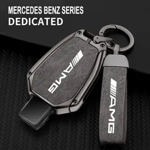 Zinc Alloy Leather Car Key Case Cover Car Key Protector 2/3 buttons Shell Car Key Accessory For Mercedes Benz A B C S Class AMG GLA CLA GLC W176 W221 W204 W205 Accessories
