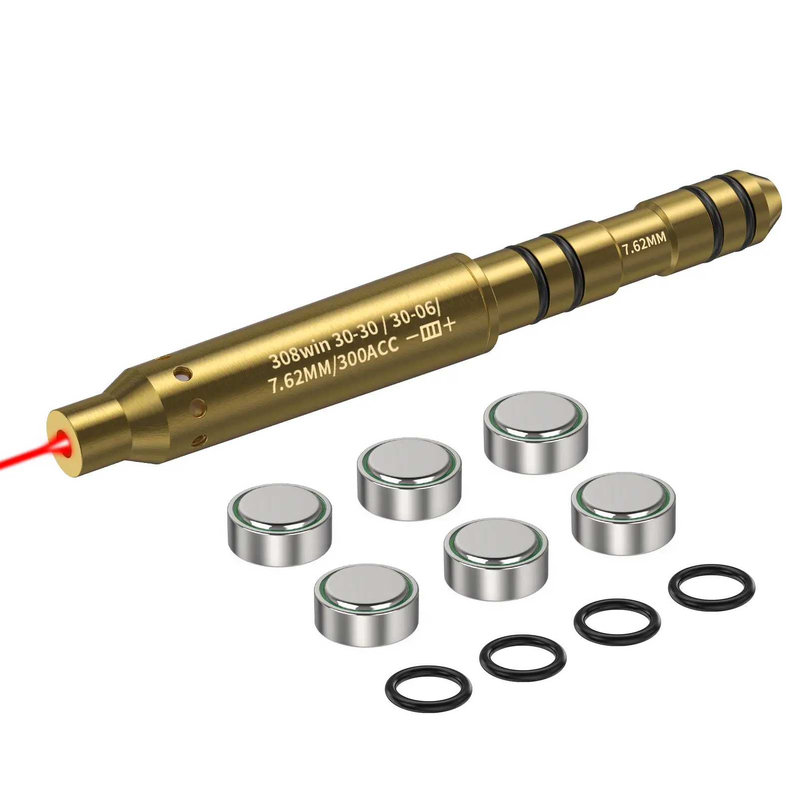 1pc 3006/3006/7.62Mm  End Barrel Laser Bore Sighter - 100-Yard Precision Calibration - Easy to Install at the Barrel End - Quick Zeroing and Precise Calibration - Low-Power Laser (<5mW) - Includes 6 Batteries and 5 O-Rings- Outdoor Hunting Equipment