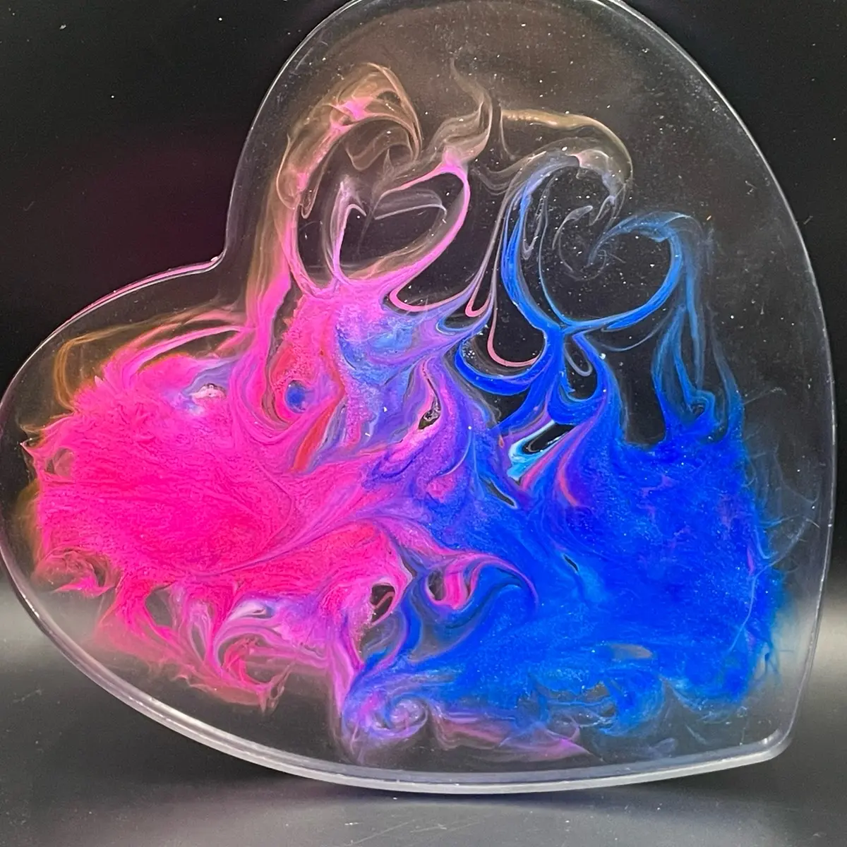 OYK Blue Flame Heart Decorative Epoxy Ornament
