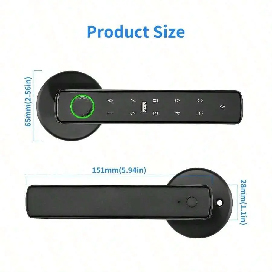 5-in-1 Double Row Universal Aluminium Alloy Smart Handle Lock uv1441237 - Bluetooth Lock for Household Double Sliding Doors, Fingerprint Access, Wireless App Control, Keyboard, 2 IC Cards, Keys, Battery Power,pu,pocket