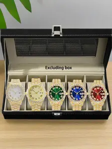Women's Elegant Rhinestone Decorated Quartz Watch, Fashionable Round Dial Watch for Women & Girls, Trendy All-match Watch for Birthday Gift without Box