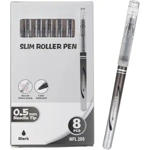 Slim Liquid Ink Rollerball Pens, 0.5mm Extra Fine Point Tip, Rolling pen for Drawing, Note Taking, Journaling and Smooth Writing - Pack of 8