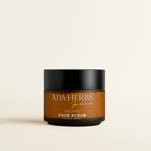 ADA HERBS Organic Face Scrub with Olive & Lemon Extracts - Exfoliating & Revitalizing for All Skin Types - Vegan & Cruelty-Free - Made in France