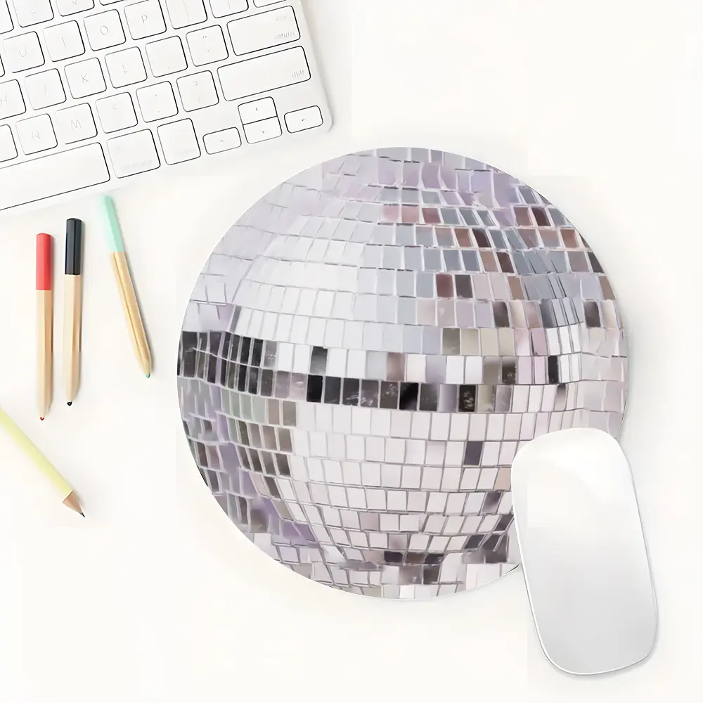Cool Disco Ball Design Round Gaming Mouse Pad, Non Slip Mousepad, Rubber Non-Slip Edges, Small Size Desk Accessories for Laptop PC Games Work Home Boys Girls Kids Gift