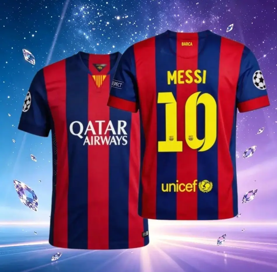 [FULL LOGO] Barcelona Home Football Jersey Blue Red Soccer Shirt Short Sleeve Replica Jersey
