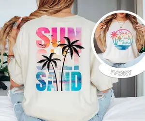 Comfort Colors Sun Sand Salt Beach Summer shirt, Trendy Beach Tee for Women, Summer Vacation Tee