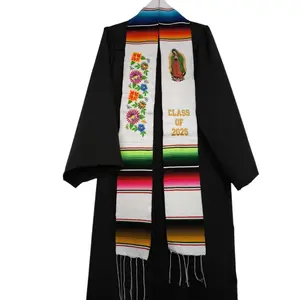 Virgen Floral White Graduation Stole Sarape Sash 2024 IN STOCK