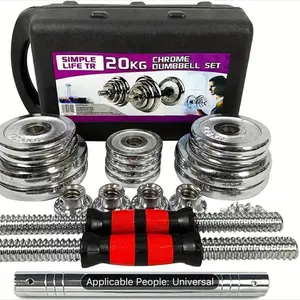 BRAND NEW CHROME Dumbbell Set. Multipurpose weight set with weight plates included.