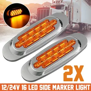 2X 16LED 12-24V LED Side Marker Light Position Side Lights Universal For Truck Trailer-Amber / White / Red / Blue / Green