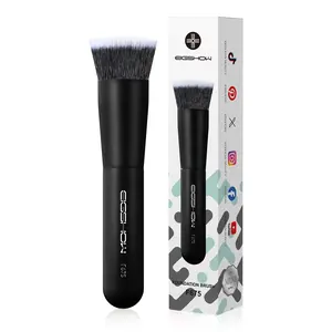 EIGSHOW Foundation Brush, Flat Top Kabuki Brush For Liquid, Cream, and Powder - Flawless Blending, Buffing, Stippling for All Skin Types (F675-Matte Black)