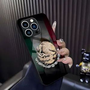 [Magnetic Design]Mexican Golden Eagle Emblem and national flag New Glass MagSafe Case Design Suitable for iPhone 17 16,15,14,13,12,11 Plus Pro Max ,Summervibes summerwins 985